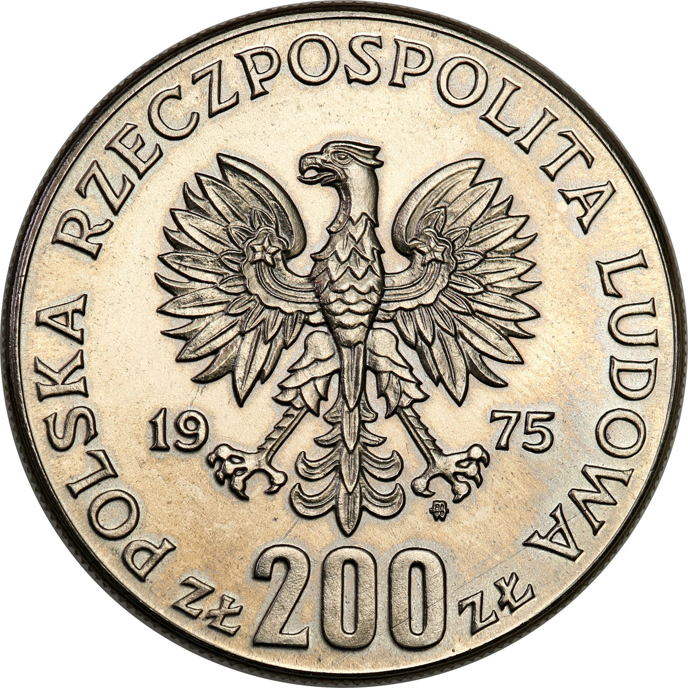 PRL. PRÓBA Nikiel 200 złotych 1975 – rocznica zwycięstwa nad faszyzmem